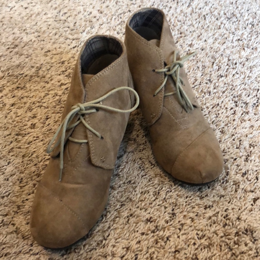 Taupe Wedge Booties
